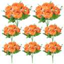 Ovveroche 8 Pack Orange Peonies Artificial Flowers, Fall Fake Silk Hydrangea Bouquet for Bridal Wedding Home Table Decor Reusable Dining Opening Ceremony Birthday Arrangement Faux Floral