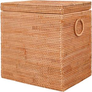 LALASUN Rattan Laundry Hamper With Removable Liner Bag, Rattan Laundry Basket With Handles(16.5" L×13"W×18"H)