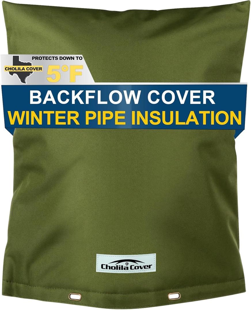 Backflow Preventer Cover Insulated (5F) with Thicker 7 Layers Fabric, 16" W x 20" H with Aluminum Foil Layer for Winter Pipe Freeze Protection, Sprinkler Covers for Outside (Green)