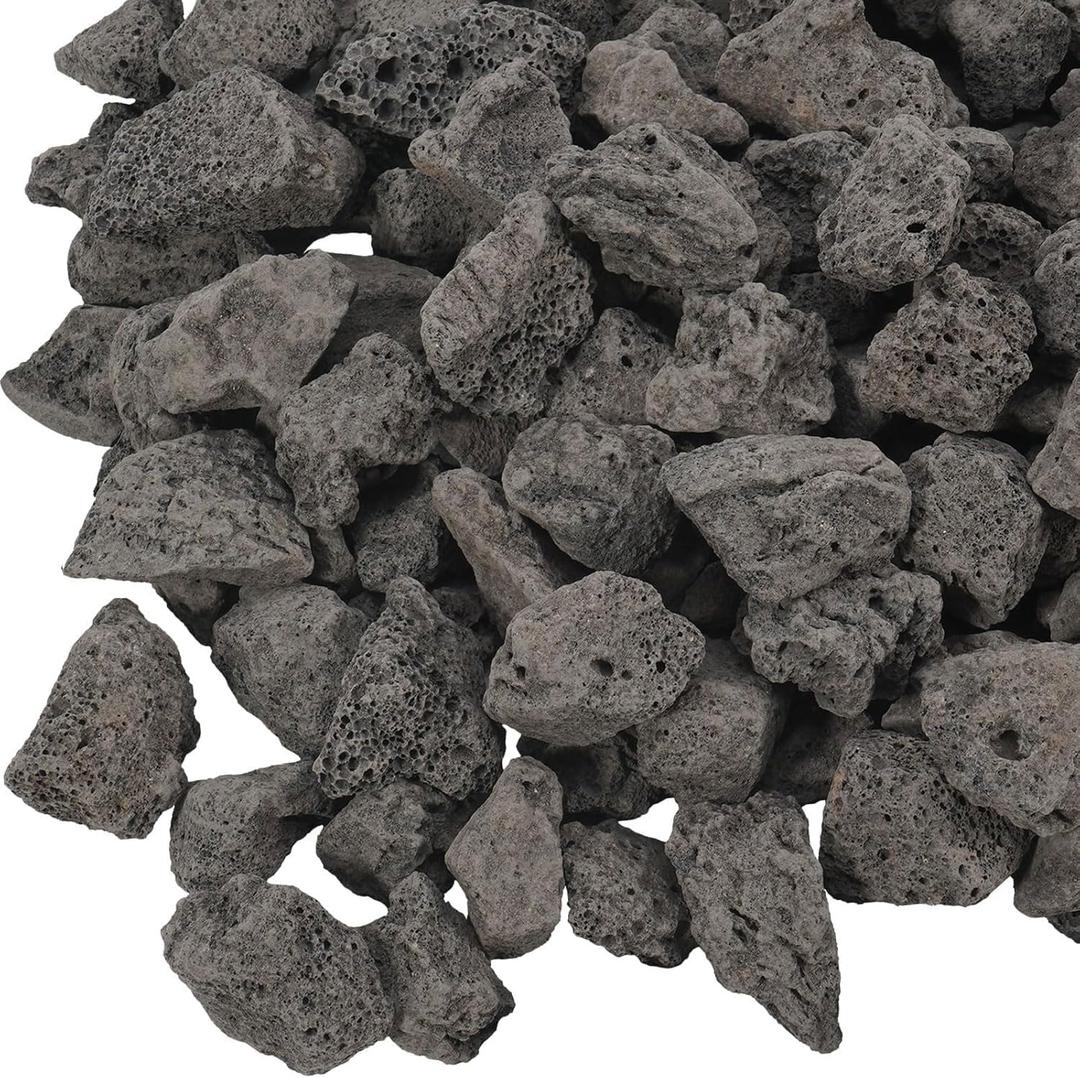 10 lbs Durable Black Lava Stones for Indoor Gas Fireplaces, Fire Pits, and Fire Pit Tables, Gas Fireplace Rocks, 0.8-1.2 Inch Fire Pit Stones for Outdoor Grills and Landscaping