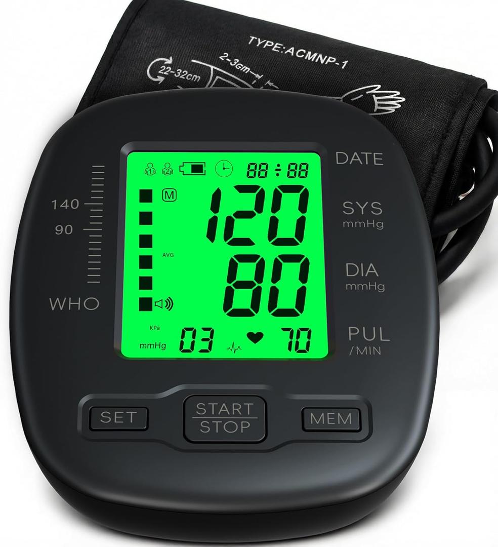 Blood Pressure Monitor Upper Arm Blood Pressure Monitors for Home Use with Adjustable Bp Cuff 8.7"-16.5", Backlit Screen, 2x99 Memory, Voice Broadcast and Battery Bp Machine, Easy to Use
