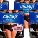 Always Discreet Boutique Incontinence and Postpartum Underwear for Women, Maximum Protection, XL, Black, 16 Count (Pack of 4)