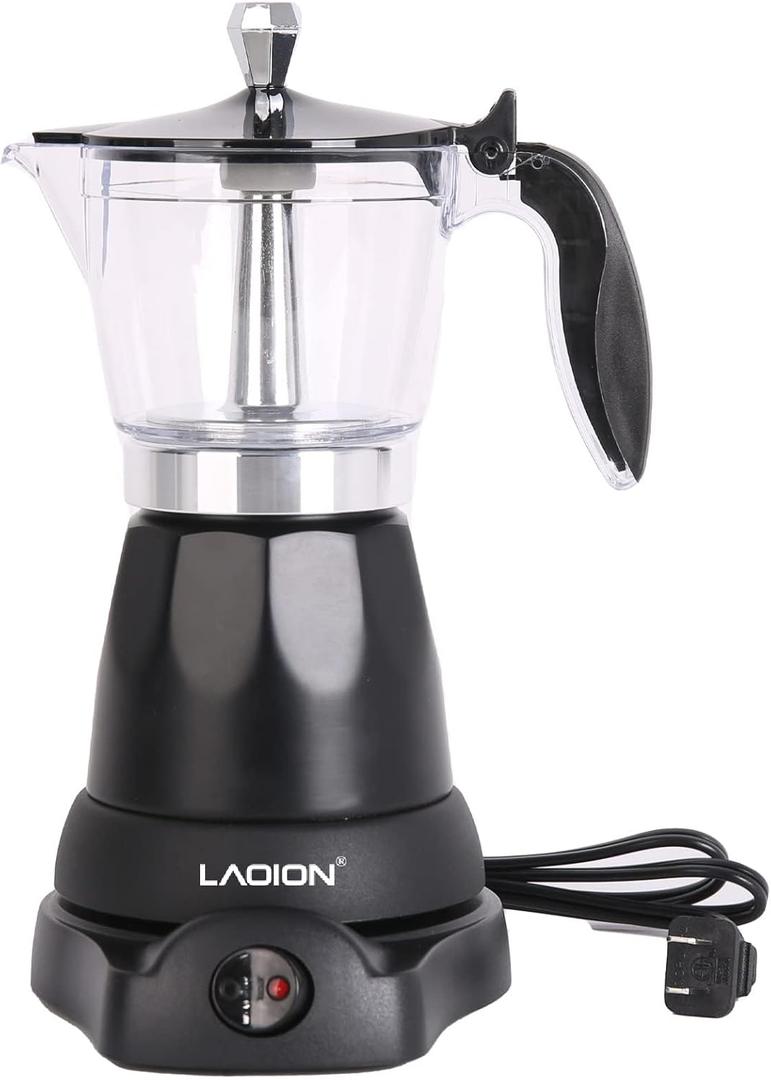Cuban Coffee Maker, 6 or 3cup Electric Espresso Coffee Maker, Portable Cafeteras Electricas Modernas, Electric Moka Pot with Detachable Base & Overheat Protection, Coffee Gift for Home Travel (Black)