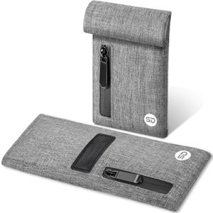 Carbon Lined Bags Airtight Waterproof Zipper Bag with Pocket Size, Durable Water Resistant Bag Portable Travel Pouch Great Gifts for Friends (Grey)