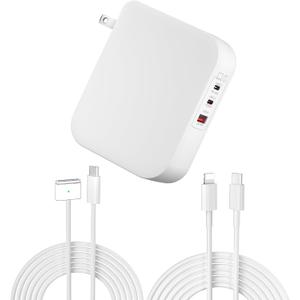 Mac Book Pro Charger, 160W 3-Port GaN Wall Charger Magnetic 3T Cable for Mac Book air/pro 2023 2022 2021 M2 M1(13''14''16inch) not for M3, Fast Charging Power Adapter for iPad Pro, Phone and More