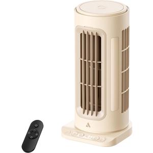 Aecooly Powerful Tower Fan for Bedroom,8000mAh Battery, 21H Max Cooling with Remote Control, 100 Speeds, 1-12H Timer, 60 Oscillation,11 Inch Portable Desk Fan for Home,Office - Beige