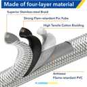 12FT Propane Gas Line,3/8 Gas Hose,High Pressure Braided Propane Hose with Conversion Coupling 3/8" Flare to 1/2" Female NPT,1/4" Male NPT for BBQ Grill