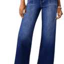 Astylish Womens Jeans High Waisted Straight Leg Loose Stretchy Tummy Control Trendy Jean for Women 2025 Navy Blue Size 10