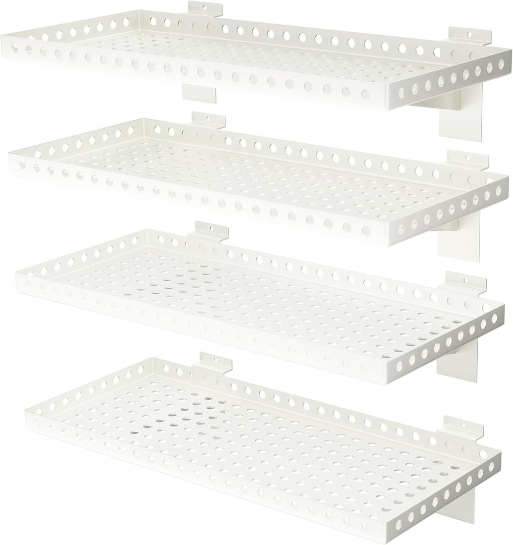 4 Pack Heavy Duty Slatwall Shelves 10 X 24 Inch, White