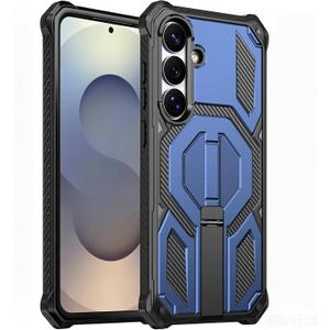 for Galaxy S25 FE Magnetic Case with Screen Protectors, Blue | Compatible with MagSafe, Concealed Kickstand, 2 Pack Screen Protectors, Military Grade, Double Layer, Shockproof Protection