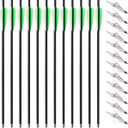 TOPARCHERY 12pcs 20inch Carbon Crossbow Arrows Crossbow Bolts with 4inch Vanes and 12pcs 3 Blades Archery Broadheads 100 Grain Screw-in Arrow Heads Arrow Tips