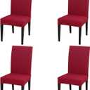 Dimatic 4 Pack Dining Chair Covers, Stretch Spandex Removable Washable Protector Chair Slipcovers for Dining Room Kitchen Hotel (Red)