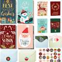 JOYIN 24 PCS Christmas Cards with Envelopes and Stickers, 24 Colorful Designs 4" x 6" Assortment Christmas Cards Bulk for Wintertime Season, present Giving, Xmas Holiday