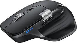 TECKNET Wireless Mouse, Bluetooth Mouse (BT5.3/5.0 & 2.4G) Rechargeable Ergonomic Optical Mouse with 6 Adjustable DPI, Side Scroll, Quiet Clicks, USB A Receiver, 7 Buttons, Wide Compatibility  Black
