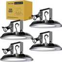 150W UFO LED High Bay Light, 16500Lm 5000K High Bay LED Shop Lights UL Listed with US Plug, 2 Types of Installation, Waterproof Commercial Plug & Play Lighting for Warehouse Factory Barn Shop, 4 Pack