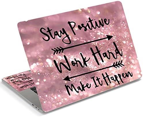 DINKY Laptop Skin Sticker Decal, 12" 13" 13.3" 14" 15" 15.4" 15.6 inch Laptop Universal Reusable Vinyl Skin Stickers Cover Art Decal Notebook PC Personalized Protector (Pink Letters)