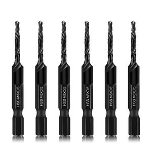 DKIBBITH 6 Packs M3 Combination Drill & Taps Bit Set, Screw Tapping Threading Tools in Size M3*0.5 with Anti-Rust Black Coating, 1/4" Hex Shank and Storage Case