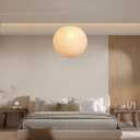 Paper Lantern Lamp Plug in Hanging Lamp, 20in White Rice Paper Pendant Light with 19.7FT Cord Large Globe Japanese Japandi Wabi Sabi Chandelier for Dining Living Room Bedroom Office 1 Pack