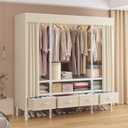 Portable Closet with Drawers 55.1"x17.7"x65.7" Wardrobe Closet Pale Yellow