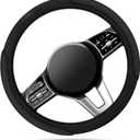 Skechers Steering Wheel Cover, Memory Foam Car Steering Wheel Cover,14.5-15inch Anti-Slip Safety Comfortable Desgin, Universal Accessory for Diverse Cars, Truck,SUV (Black & Black)