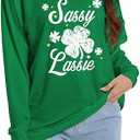 TMSD Women's Mardi Gras St Patrick's Day Sweatshirt Raglan Sleeve Crew Neck Top, S