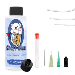 Craft Glue & Precision Tips, Craft Glue Bottles with Fine Tip, Quick Dry Clear, Strong Tacky Glues, Fabric Adhesive Permanent for Paper Crafting Scrapbooking/Etc (200ML)