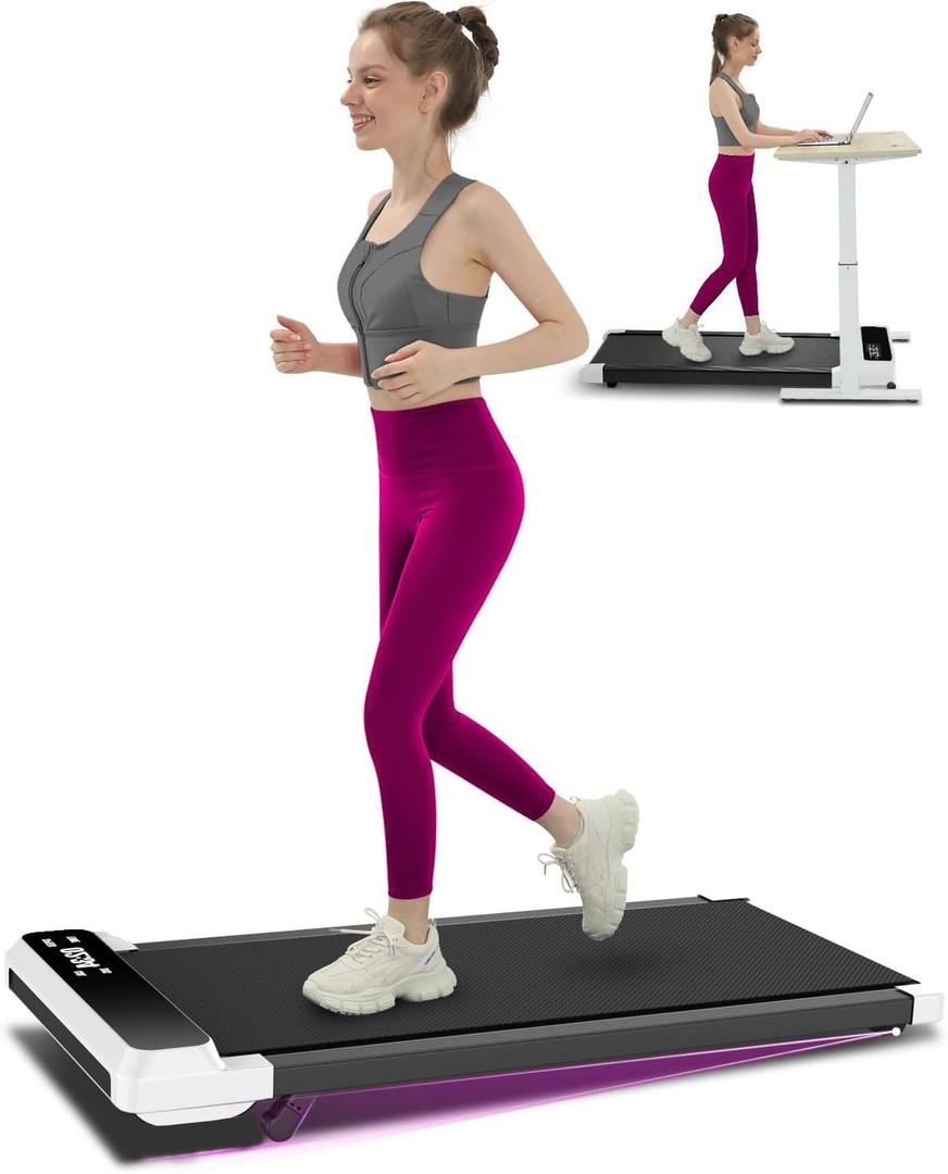 Walking Pad Treadmill with Incline,Under Desk Treadmill with Incline 2 in 1 for Walking and Jogging,2.5HP Compact Incline Walking Pad for Home Office with Remote Control (Cream white)