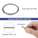 Uxcell 1/8"(3mm) 304 Stainless Steel Cable Wire Rope 7x19 Strands Core 20ft (6M) Aircraft Wire for Construction Outdoors Marine Rigging Decking Railings