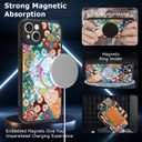 Magnetic for iPhone 15 Plus Case [Compatible with MagSafe] Aesthetic Flower Wave Patchwork Pattern Design, Slim Bumper Translucent Matte Protective Cover for Women Men