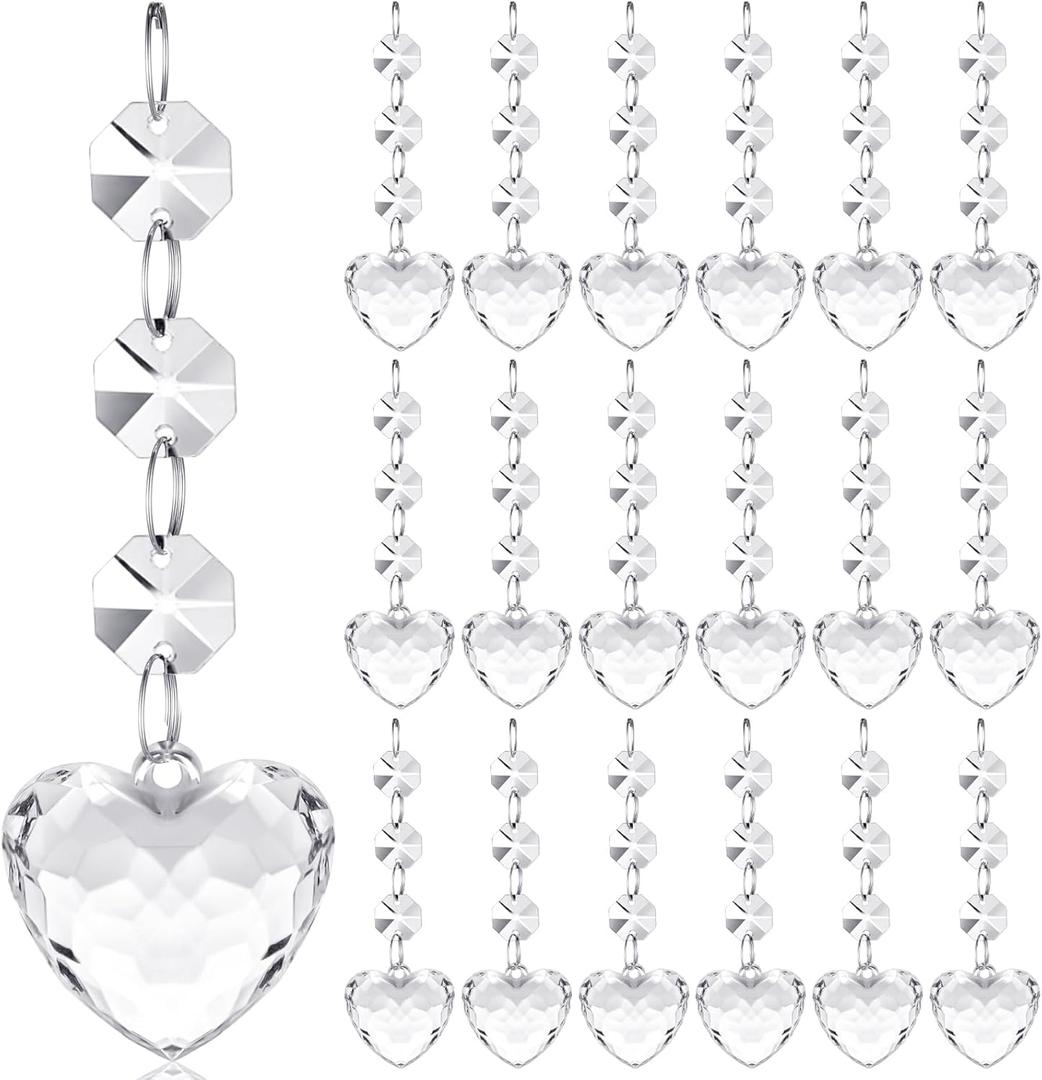 Nuenen 100 Pcs Hanging Crystals for Centerpieces Acrylic Chandelier Garland Beads Strands Prism Decorations Clear Teardrop Chandelier Crystals Pendant Wedding Home Garden Outdoor Ornaments(Heart)
