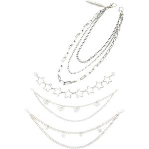 GOMAKERER 4 Pcs Decorative Bag Chains, Star Butterfly Charms Purse Extender Multi Chains Lobster Clasps Purse Chain Strap Alloy Purse Extender Strap for Purse Handbag Wallet Platinum
