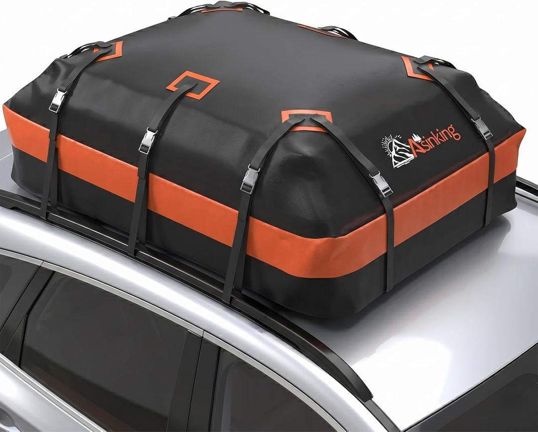 Asinking Car Rooftop Cargo Carrier Bag 21 Cubic feet Waterproof Car Roof Top Bag for All Cars with/Without Rack, Includes Anti-Slip Mat, 10 Reinforced Straps, 6 Door Hooks, Luggage Lock
