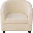 CRFATOP 2 Piece Waterproof Club Chair Slipcover Stretch Barrel Chair Covers Solid Tub Chair Slipcovers Soft Armchair Covers Removable Furniture Protector Arm Chair Cover for Living Room,Beige