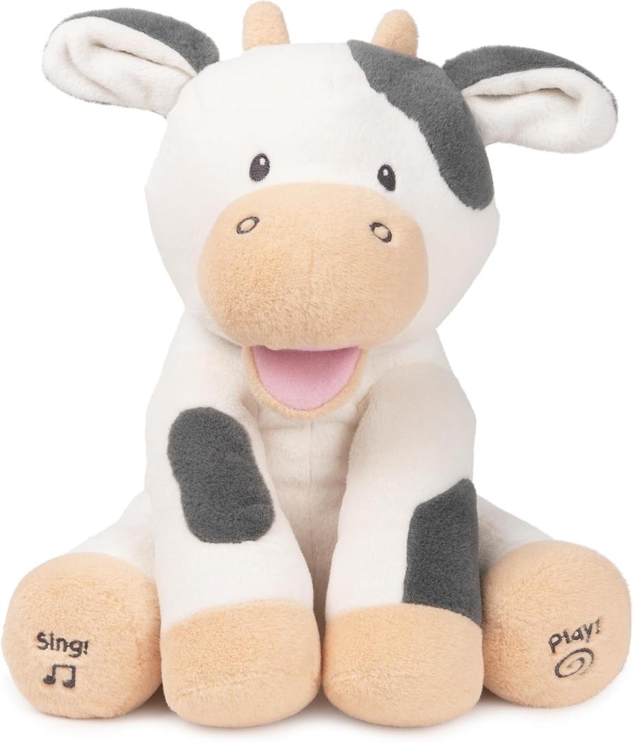 Baby GUND Buttermilk the Cow Animated Plush, Singing Stuffed Animal Sensory Toy, Sings Old MacDonald and Teaches Animal Sounds, Cream/Grey, 12