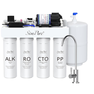SimPure T1-100ALK Reverse Osmosis System, Comes with Extra 4 Replacement Cartridges Filters