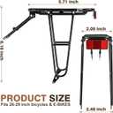 Rear Bike Rack Aluminum, Bike Rear Rack for 26-29" Bicycles, 25kg Capacity, Lightweight Bike Cargo Rack, Easy Install with Tools & Reflector