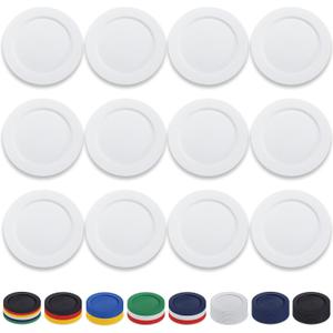 Berglander White Plastic Plates Set of 12 Pieces 10", Reusable and Unbreakable Flat Dinner Plates, Salad Plates, Pasta Bowls, Dishes Set Easy to Carry for Home, Garden, Picnic, Camping, Outdoor