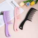 3Pcs Wide Tooth Comb for Curls Wavy Wide-tooth Curly Hair Comb Large Detangling Comb for Thick, Curly, Wavy or Long Hair (Black, Pink, Purple)