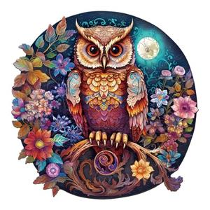 Jigfoxy Wooden Puzzles for Adults, Owl Wood Puzzles Adult, Unique Animal Shape Wooden Jigsaw Puzzles for Adults, Birthday Gifts for Puzzle Lovers, Family, Friend (S-8.2 * 8.3in-100pcs)