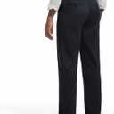 Mens Dress Pants Classic Fit Flat Front Hidden Expandable Waist No Iron Wrinkle Free Business Casual Formal Work to Weekend (Black, L)