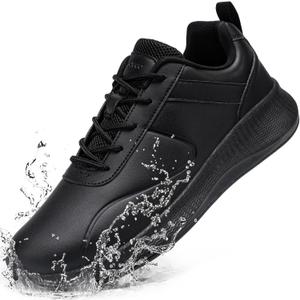 Non Slip Work Shoes for Women Food Service Lightweight Waterproof Kitchen Chef Shoe Restaurant Walking Sneakers Nursing Slip Resistant Footwear, Black (8.5)