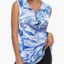 Viracy Women's Zip Up Golf Workout Tank Tops Sleeveless Quick Dry Athletic Polo Shirts, Small