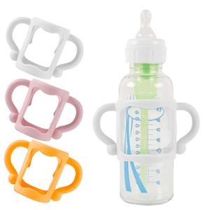 (3-Pack) Bottle Handles for Dr Brown Baby Bottles with Easy Grip Handles to Hold Their Own Bottle - BPA-Free Soft Silicone (White Pink Orange)