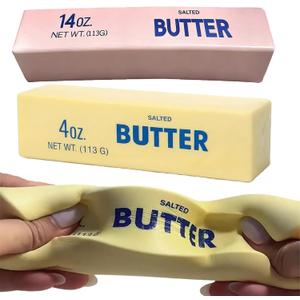 4 x Slowly Expanding Butter Squeeze Toys, Super Soft Slow Rebound, Stress and Anxiety Relief, Birthday Party Gifts, 2 Pack