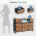 DUMOS LED TV Stand Dresser with Charging Station, Entertainment Center, 11.8"D x 47.2"W x 31.5"H
