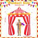 10ft Circus Party Decorations Inflatable Arch Blow up Tent Built in LED Lights Red and White Striped Archway for Circus Carnival Theme Birthday Party Decoration Outdoor Yard Garden Halloween Decor