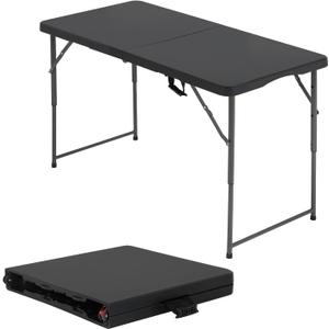 BestOffice 4 FT Picnic Table Folding Table Camping Plastic Table Fold Up Table Lock for Party Event, Black