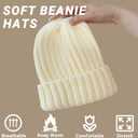 2 x NPQQUAN Thick Warm Winter Hats for Women Knit Beanie Hat Skull Cap Beanies for Men Women ((Beige)))