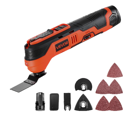 VEVOR Cordless Oscillating Tool, 12V Multitool Oscillating Saw Tool with 6 Variable Speeds 6000-17500 OPM, 3.2 Oscillation Angle, 2.0Ah Battery Pack & Charger, 8PCS Saw Accessories & LED Work Light