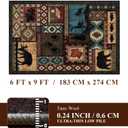 YIHOUSE Rustic Cabin Area Rug 6x9,Machine Washable Lodge Bear Rug,Non-Slip Low Pile Print Pattern Southwestern Rug for Living Room Bedroom